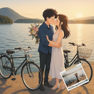 Custom Anime Style Portrait from Photo,  Personalized Digital Art,  Unique Gift,  Couple, Pet, Family Illustration,  Instant Download