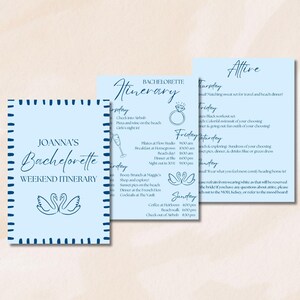 Digital Bachelorette Itinerary Template | Canva Editable | Cover, Schedule & Attire Pages