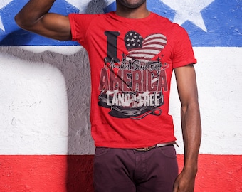 America Land of the Free lichtgewicht patriottisch T-shirt | Zacht ringgesponnen katoenen T-shirt met print