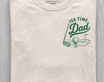 Comfort Colors Tee Time Dad Shirt, Fathers Day Gift Golf Tshirt, Golf Lover Dad Shirt, Vintage Golfing Shirt