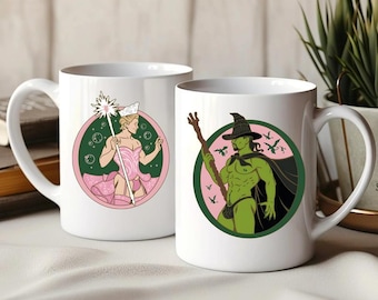 Gay Witches Ceramic Mug, Fairytale Movie Cup, Funny Fantasy Art Fan Gift, Good Bad Witches Movies Coffee Cup, Wizard of Oz Inspired Mug
