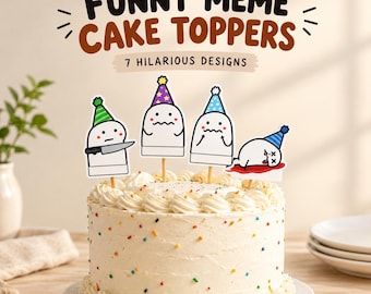 Lustige Meme-Kuchenfiguren | Druckbare Geburtstagskuchendekorationen | 7 lustige Strichmännchen-Figuren | Kuchenfiguren-PDF | Sofort-Download