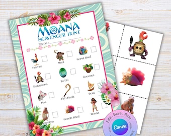 Afdrukbare Moana-speurtocht, Hawaïaans gezelschapsspel, Luau-verjaardagsactiviteit, Maui Treasure Hunt