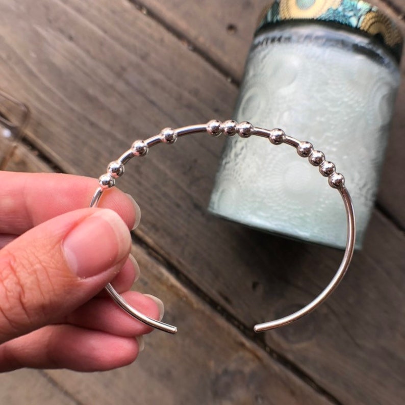 BALANCE Morse Code Bracelet, Adjustable One Size Fits All Solid Sterling Silver Cuff Bangle, Work Life Balance image 4