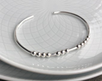 BREATHE Morse Code Bracelet, Sterling Silver Morse Code Cuff Bracelet