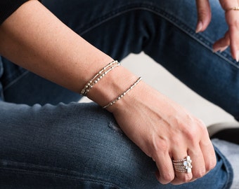 NAMASTE Morse Code Adjustable Silver Cuff Bracelet