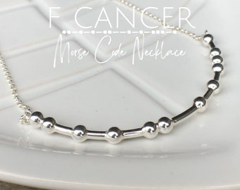 Silver F-CANCER Morse Code Necklace, Cancer Awareness, Cancer Survivor Gift, Cancer Fighter gift