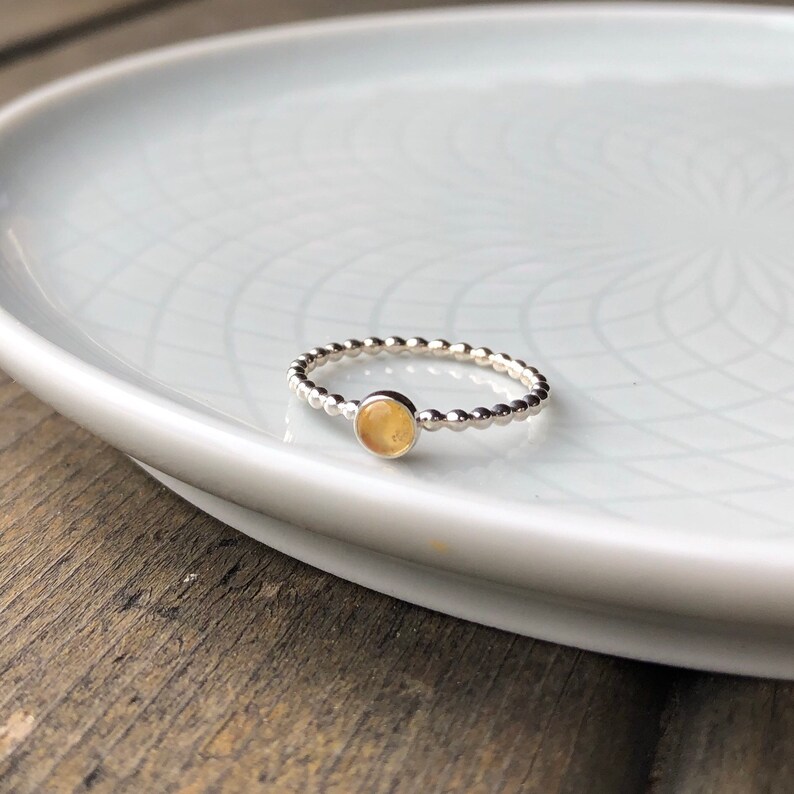 November birthstone ring Citrine Gemstone Ring Citrine Silver Ring 4mm Citrine Ring Citrine Birthstone Ring