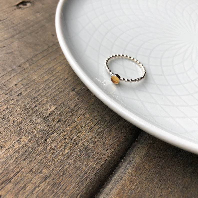 November birthstone ring Citrine Gemstone Ring Citrine Silver Ring 4mm Citrine Ring Citrine Birthstone Ring