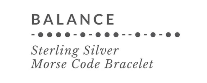 BALANCE Morse Code Bracelet, Adjustable One Size Fits All Solid Sterling Silver Cuff Bangle, Work Life Balance image 7