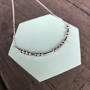 Morse Code Necklace, Silver DAUGHTER in Morse Code Pendant
