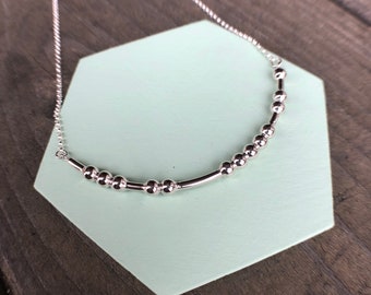 Morse Code Necklace, Silver DAUGHTER in Morse Code Pendant