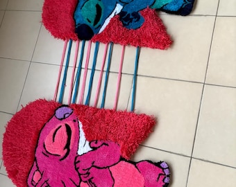 Stitch & Angel Getufteter Teppich Set: Handgemachter Paar Teppich aus Acryl