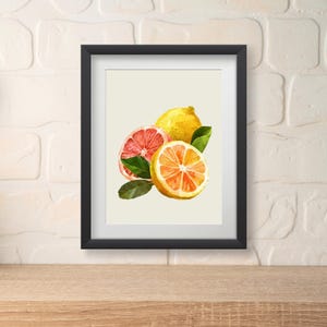 Lemon & Grapefruit Watercolor Print – Citrus Fruit Digital Wall Art for Kitchen Decor