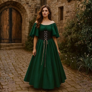 Medieval Renaissance Corset Dress | Cottagecore Fairycore Halloween Outfit  Lace Up Corset |Historical Renaissance Gown | Boho Dress For Her
