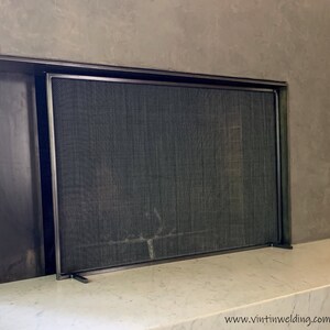 Simple Firescreen Handmade to Fit Your Fireplace Hand Forged Iron Fireplace Decor by VinTin Item F-206 image 2