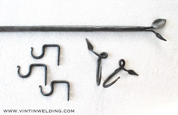 Curtain Rod Hand Forged Iron Leaf Style Removable Etsy
