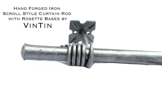Curtain Rod Hand Forged Wrought Iron Scroll Style Hammered Etsy