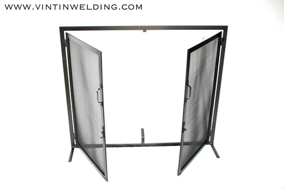 Firescreen With Fixed Doors Free Standing Fireplace Hand Etsy