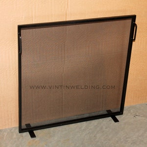 Simple Firescreen Handmade to Fit Your Fireplace Hand Forged Iron Fireplace Decor by VinTin Item F-206 image 5