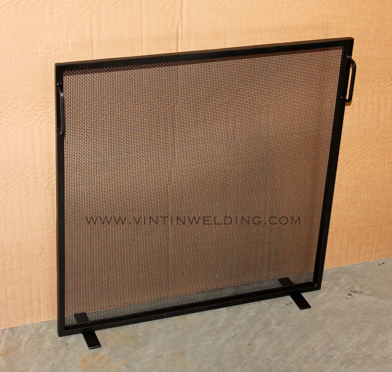 Simple Firescreen Handmade to Fit Your Fireplace Hand Forged Iron Fireplace Decor by VinTin Item F-206 image 5