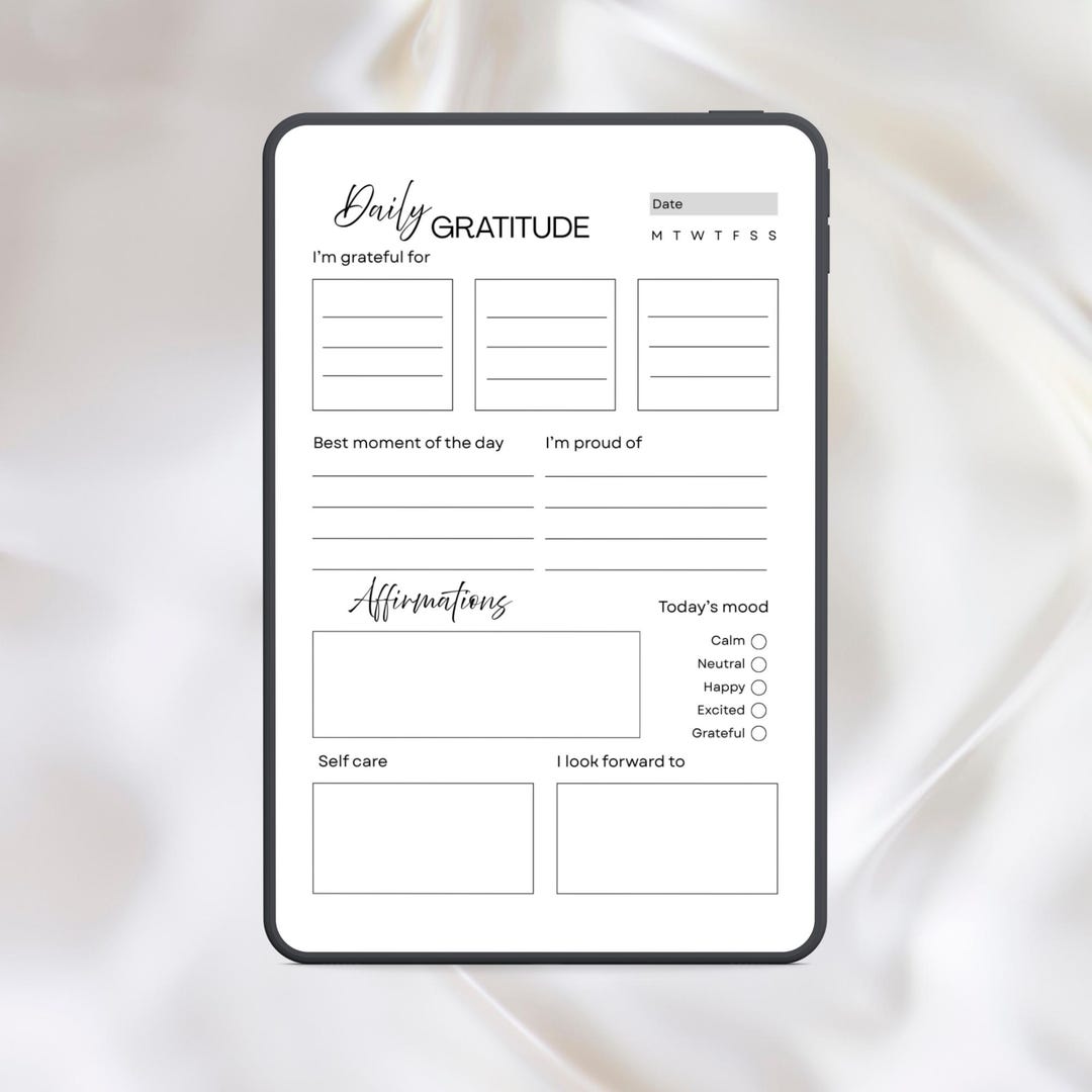 Daily Gratitude Journal PDF (US Letter / A4 / A5) | Printable | Instant ...