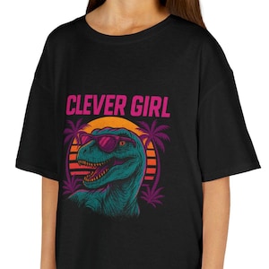 Dinosaur Kids Tee, Fun Tee for Girls, Dino Graphic Shirt, Birthday Gift, Playful Summer Tee, Neon Aesthetic Reptile Top