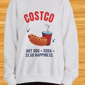Costco Hot Dog Sweatshirt, Unisex Crewneck, Foodie Gift, Casual Wear, Comfort Apparel, Fun Design