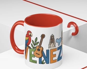 Venezuela Mug, Ceramic Mug, Tea Cup, Gift for Coffee Lover, Kitchen Decor, South American Mug, Unique Venezuelan Coffee Cup