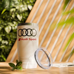 Audi Sport- Inspired Racing Insulated Tumbler, 20oz - Travel Mug, Car Cup, Gift for Car Enthusiasts, Party Favor, Cool Gear