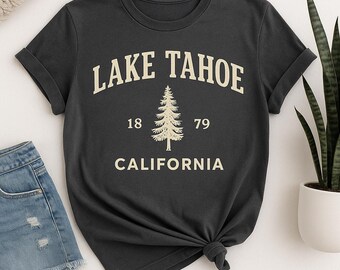 Lake Tahoe California Shirt, Vintage Collegiate Graphic Tee, Lake Tahoe Souvenir, Retro California Vacation T-Shirt