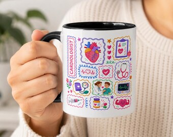 Cardiologist Mug, Heart Doctor Gift, Cute Medical Coffee Cup, Cardiology Nurse Gift, Doctor Appreciation Mug, Colorful Healthcare Mug