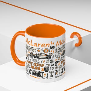 McLaren Tribute Artwork, Formula Racing Coffee Mug - Perfect for Car Enthusiasts, Gift for Race Fans, Sports Inspiration, Office Coffee Cup
