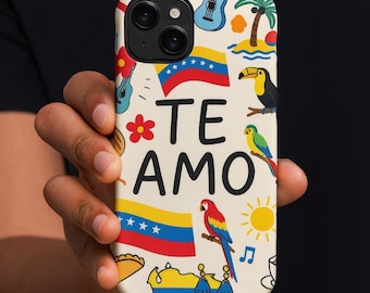 Venezuela "Te Amo" Phone Case, Tropical Venezuelan Love Gift | Cultural Art Phone Cover Aesthetic Venezuelan Pride Phone Protector