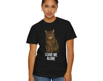 Leave Me Alone Cat Shirt | Funny Cat Lover T-Shirt | Grumpy Cat Graphic Tee | Sarcastic Cat Mom Gift | Vintage Style Cat Tee