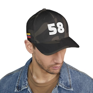 Venezuela Hat, 7 stars Flag, 58 Country Code Dad Hat, Vintage Cap, Minimalist Embroidered Number Hat, Casual Everyday Unisex Baseball Cap