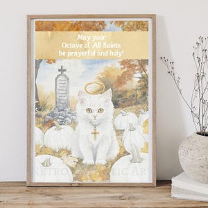 All Saints Day Poster, Digital Download | Vintage Catholic Art Print | All Saints Day and Hallowtide Poster for Catholic Halloween