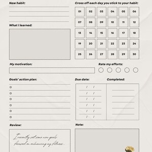 Goals and Habits Tracker - Minimalist Printable - Digital download