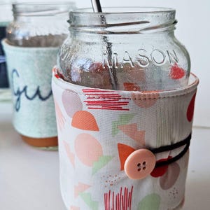 Mason Jar Cozie Gingham Mason Jar Insulated Cozy Floral Mason Jar Sleeve Denim Mason Jar Cozy 24oz 16oz Customizable Mason Jar Coozies