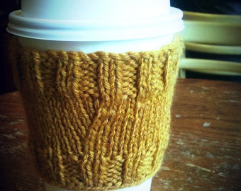 Coffee Cover Up Cozy Sleeve Knit Pattern Yarn Easy Gift Idea