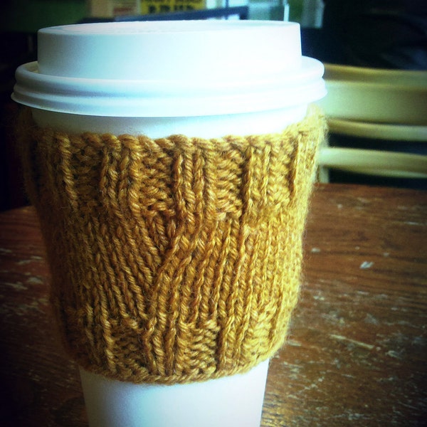 Coffee Cover Up Cozy Sleeve Knit Pattern Yarn Easy Gift Idea