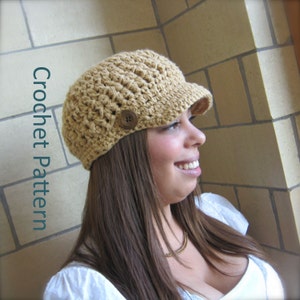 The Ingrid Cap Easy Crochet Hat PATTERN Brim Visor GIFT image 1