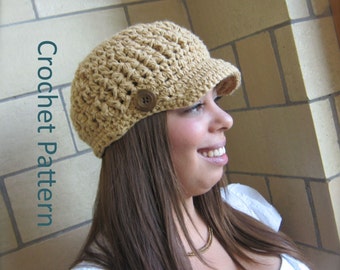 The Ingrid Cap Easy Crochet Hat PATTERN Brim Visor GIFT