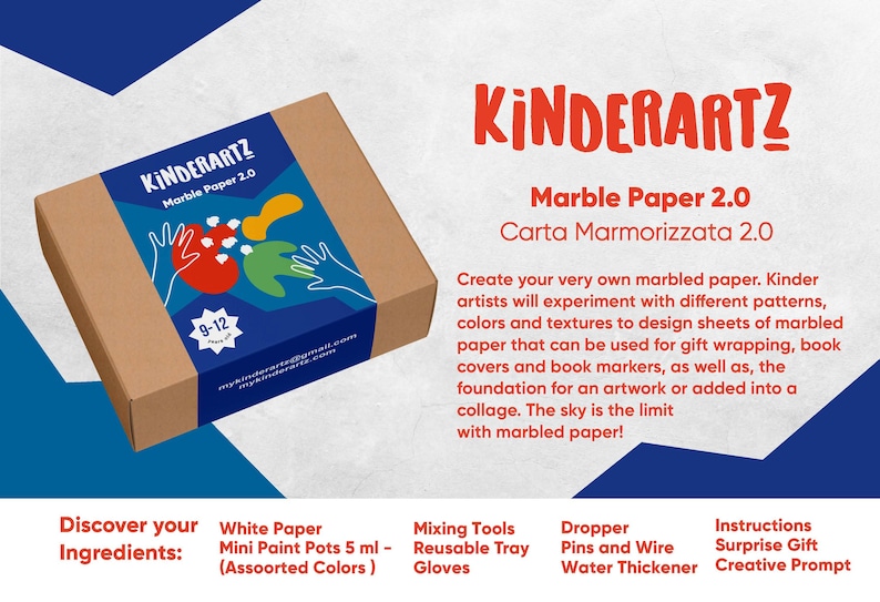 Decorative Art Paper Marbling Kit for Kids 9-12 | Kinderartz Craft Set image 2