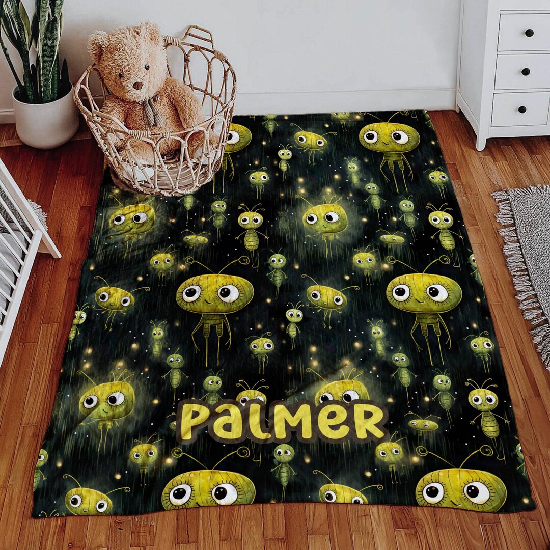 Glowing Alien Firefly Personalized Blanket With Custom Name, Fun Green ...