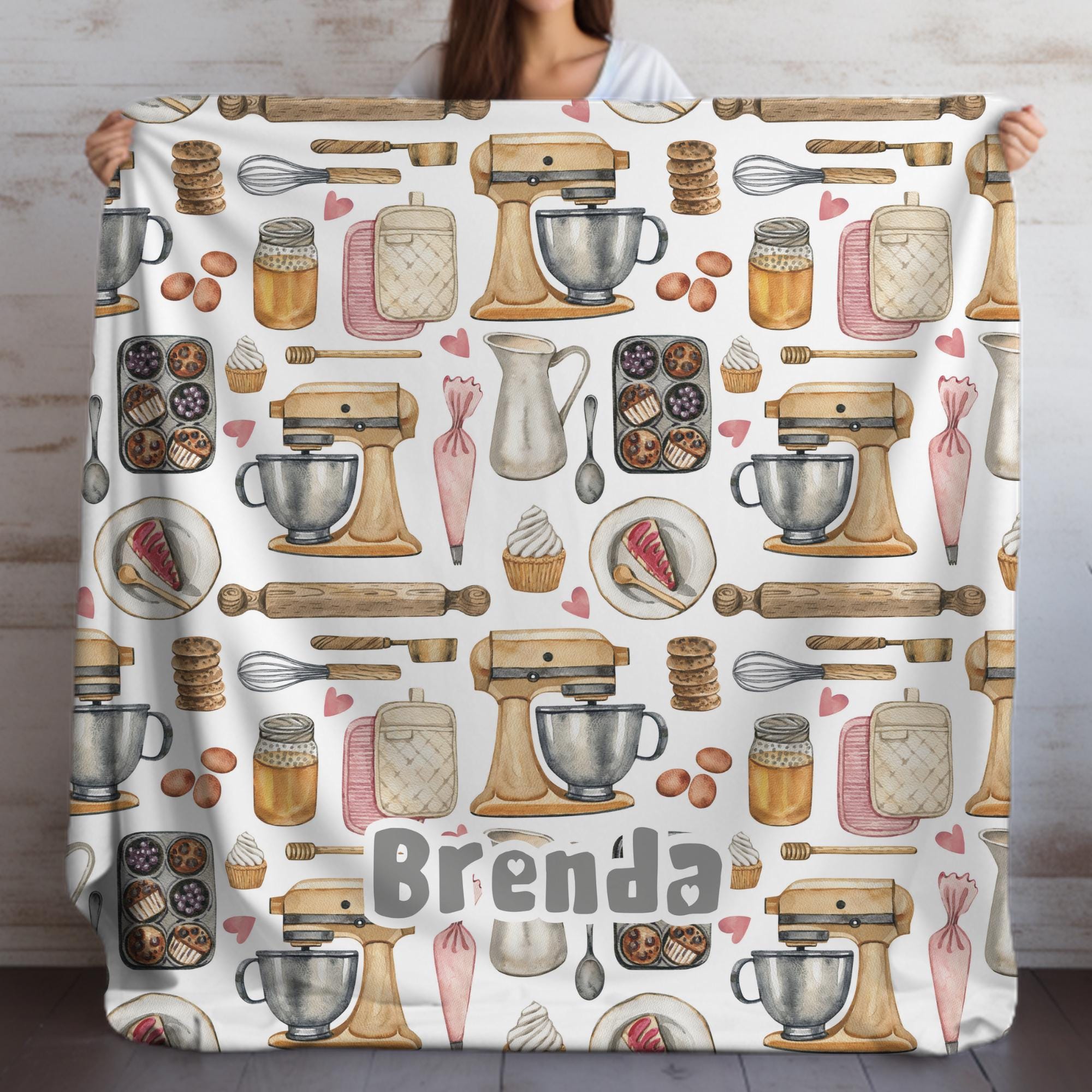 Personalized Baker Blanket: Custom Kitchen Mixer Throw Gift for