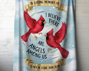Personalized Memorial Cardinal Throw Blanket: In Loving Memory Bereavement Gift