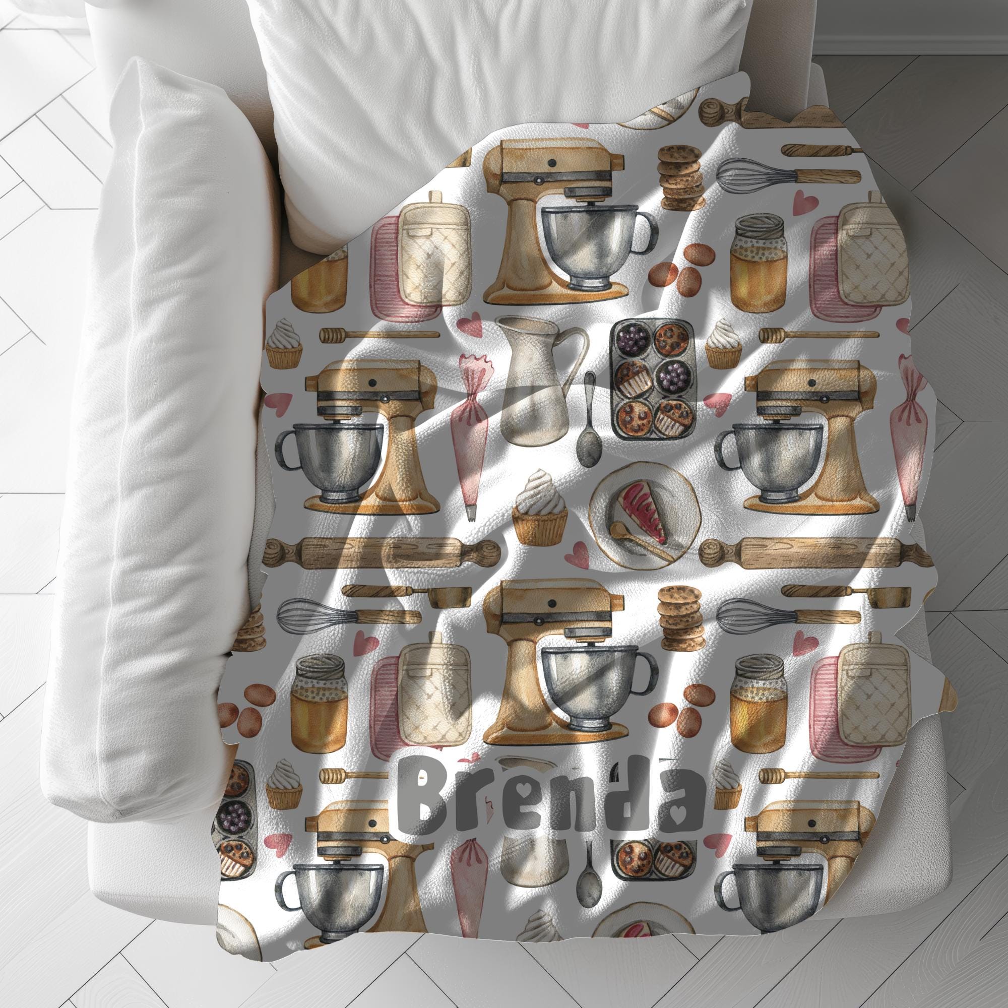 Personalized Baker Blanket: Custom Kitchen Mixer Throw Gift for