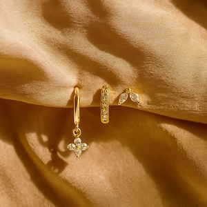 Gold Hoop and Stud Earring Set – Minimalist Hypoallergenic Earrings, Everyday Gold Jewelry, Gift for Her