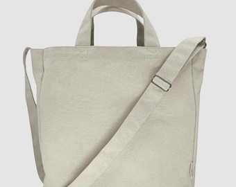 Minimalist Cotton Canvas Crossbody Bag: Eco-Friendly Utility Tote, Made in USA